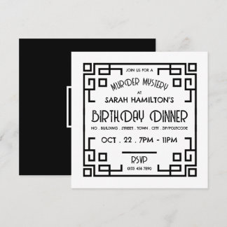 Geometric Gatsby Style, Murder Mystery Birthday Einladung