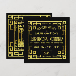 Geometric Gatsby Style, Murder Mystery Birthday Einladung