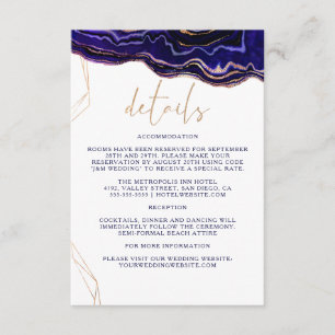 Geometric Geode Deep Blue Agate Wedding Details Begleitkarte