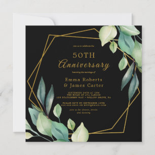 Geometric Gold 50 Jahre Einladung