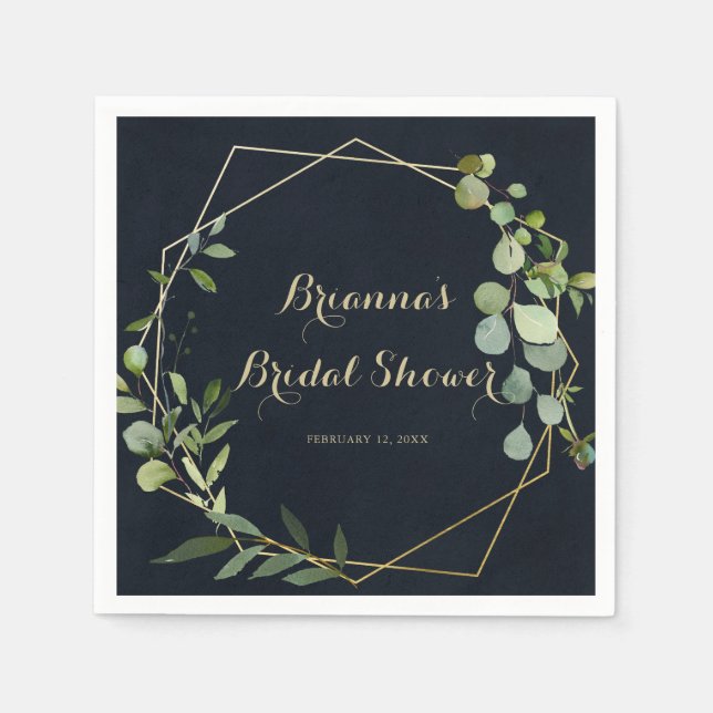 Geometric Gold Blue Green Brautparty Napkins Serviette (Vorderseite)