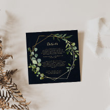 Geometric Gold Blue Green Wedding Details