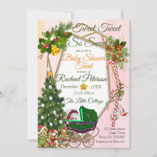Geometric Gold Christmas Baby Shower Einladung
