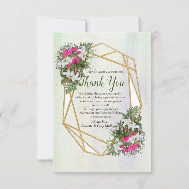 Geometric Gold Glitzer Blume Bouquet RSVP Karte (Vorderseite)