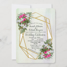 Geometric - Gold Glitzer Blume Hochzeit Einladung