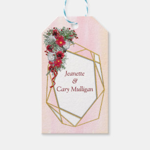 Geometric - Gold Glitzer Burgundy Blume - Geschenk Geschenkanhänger
