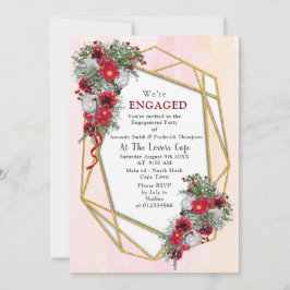 Geometric - Gold Glitzer Burgundy Bouquets Einladung