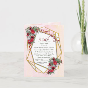 Geometric - Gold Glitzer Burgundy Couple Shower Einladung