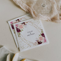 Geometric Gold Glitzer Burgundy Floral Wedding