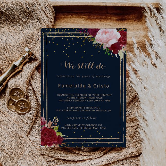 Geometric Gold Glitzer Red Tropical Vow Erneuerung Einladung (Von Creator hochgeladen)