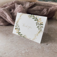 Geometric Gold Green Folded Wedding Dankeschön Kar