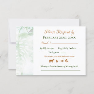 Geometric Gold Green Monstera Blätter Wedding RSVP