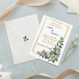 Geometric Gold-Green Tropical Wedding Einladung