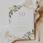 Geometric Gold Greenery Herbst 30. Geburtstag Part Einladung<br><div class="desc">Diese geometrische goldene Party Einladung,  die bis ins 30. Jubiläum zurückgeht,  ist perfekt für eine moderne Geburtstagsparty. Das Design zeichnet sich durch einen goldfarbenen geometrischen Rahmen mit eleganten grünen Blätter aus.</div>