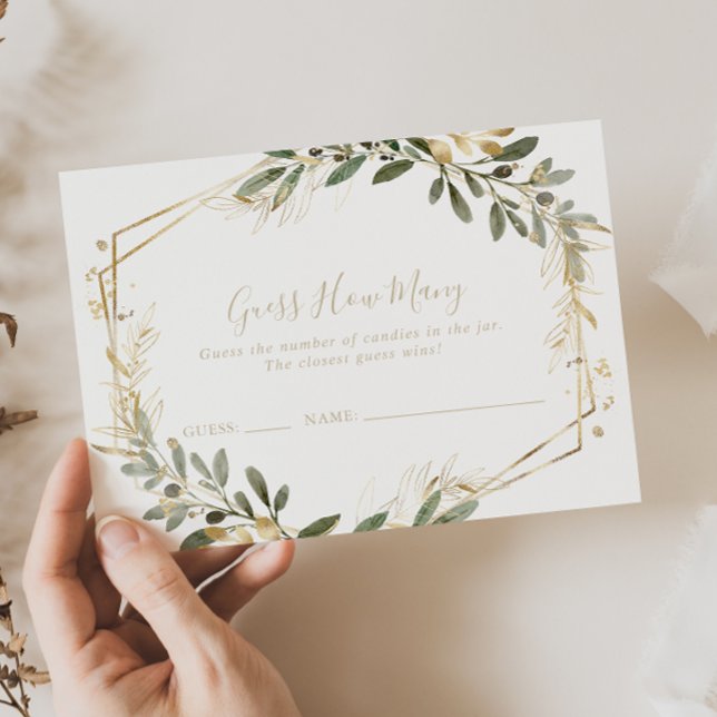 Geometric Gold Greenery schätzt die Anzahl der Gam Visitenkarte (Von Creator hochgeladen)