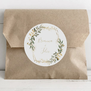 Geometric Gold Greenery Wedding Umschlag Aufkleber