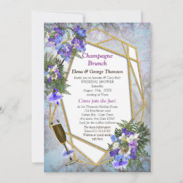 Geometric Gold & Jacaranda Blume Doppeldusche Einladung