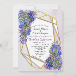 Geometric Gold & Lavender Blume Hochzeit Einladung