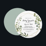 Geometric Gold Tropical Calligraphy Baby Sprinkle Einladung<br><div class="desc">Diese geometrische goldene Tropenkalligrafie-Baby-Sprinkle-Einladung ist ideal für eine moderne Babydusche. Das Design besticht durch handbemalte grüne Blätter,  die einen goldenen geometrischen Rahmen schmücken.</div>