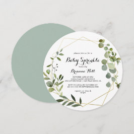 Geometric Gold Tropical Calligraphy Baby Sprinkle Einladung