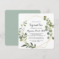 Geometric Gold Tropical Calligraphy Sip und Siehe