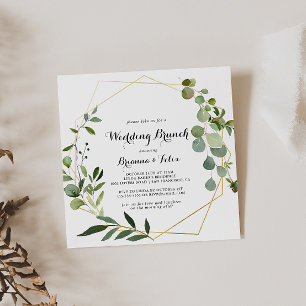 Geometric Gold Tropical Calligraphy Wedding Brunch Einladung