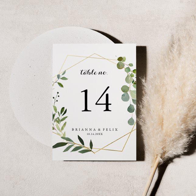 Geometric Gold Tropical Green Calligraphy Wedding Einladung (Von Creator hochgeladen)