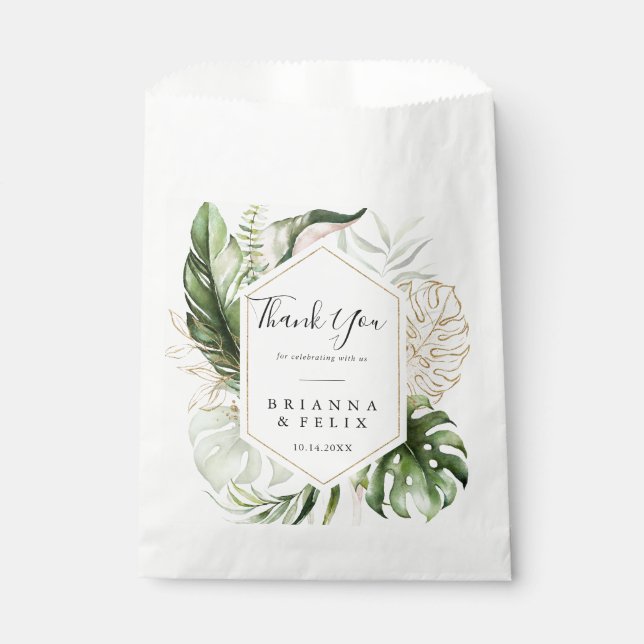 Geometric Gold Tropical Greenerity Vielen Dank für Geschenktütchen (Vorderseite)