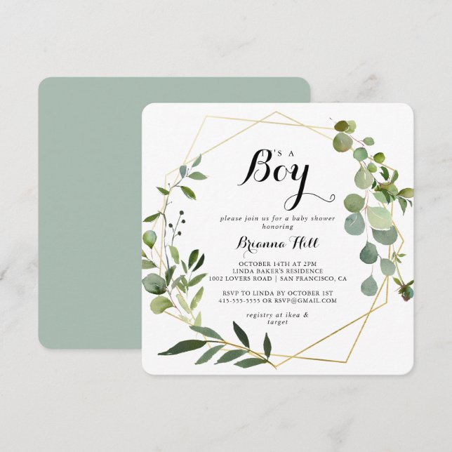 Geometric Gold Tropical ist eine Baby-Dusche Einladung (Vorne/Hinten)