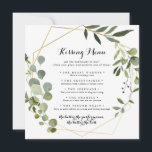 Geometric Gold Wedding Kissing Menu Game Card<br><div class="desc">Diese geometrische goldene Hochzeitskissingkarte eignet sich perfekt für einen einfachen Hochzeitsempfang. Das Design besticht durch handbemalte grüne Blätter,  die einen goldenen geometrischen Rahmen schmücken.</div>