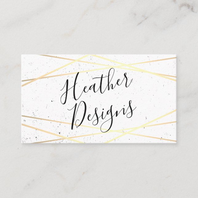 Geometric Gold White Foil Shine Visitenkarte (Vorderseite)