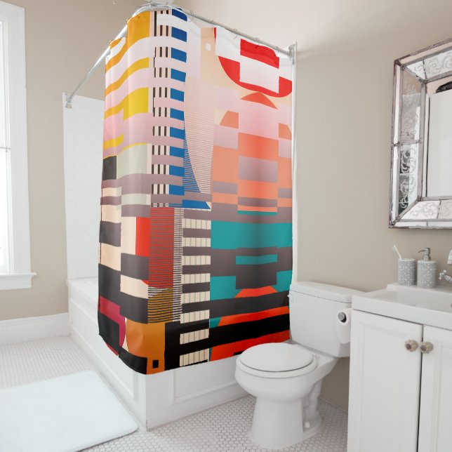 Geometric Graphic Motif Modern Trend  Duschvorhang (Beispiel)