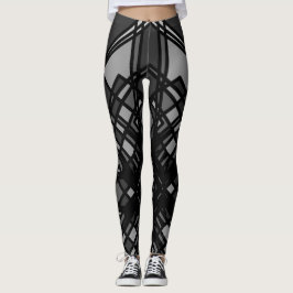 Geometric Grau and Black Leggings von Joya Eve