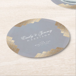 Geometric Gray Gatsby Wedding Table Untersetzer