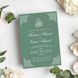 Geometric Green Pastel Islamische Hochzeit Einladung