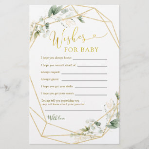 Geometric Greenery Baby in Bloom Wishings for Baby