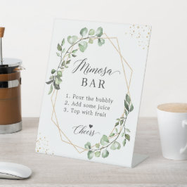 Geometric Greenery Eucalyptus Blätter Mimosa Bar Sockelschild