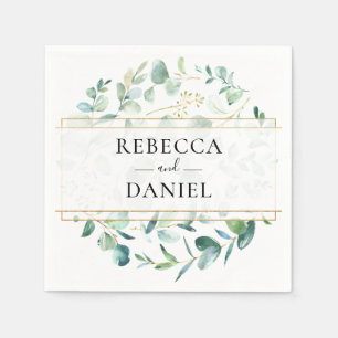 Geometric Greenery Eucalyptus Personalisiert Weddi Serviette