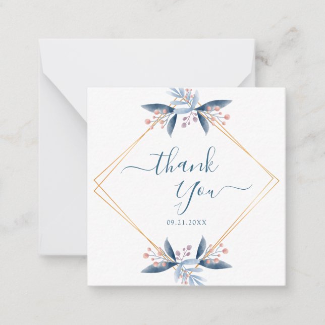 Geometric Greenery Wedding Budget Thank You Mitteilungskarte (Vorderseite)