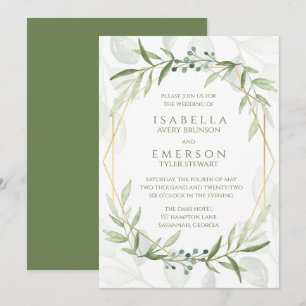 Geometric Greenery Wedding Einladung