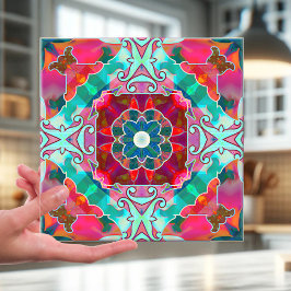 Geometric Happy Fantasy Abstract Design Tile Fliese