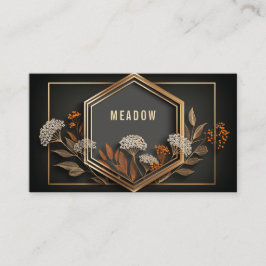 Geometric Hexagon Gold Floral Midnight Black Visitenkarte