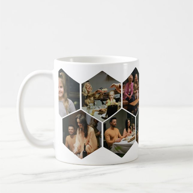 Geometric Hexagon Photo Collage Coffee Mug Kaffeetasse (Links)