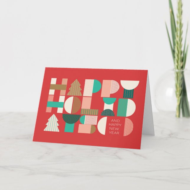 Geometric Holiday Cheer Feiertagskarte (Vorderseite)