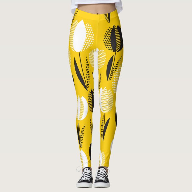 Geometric Holland Tulip Blume Pattern Leggings (Vorderseite)