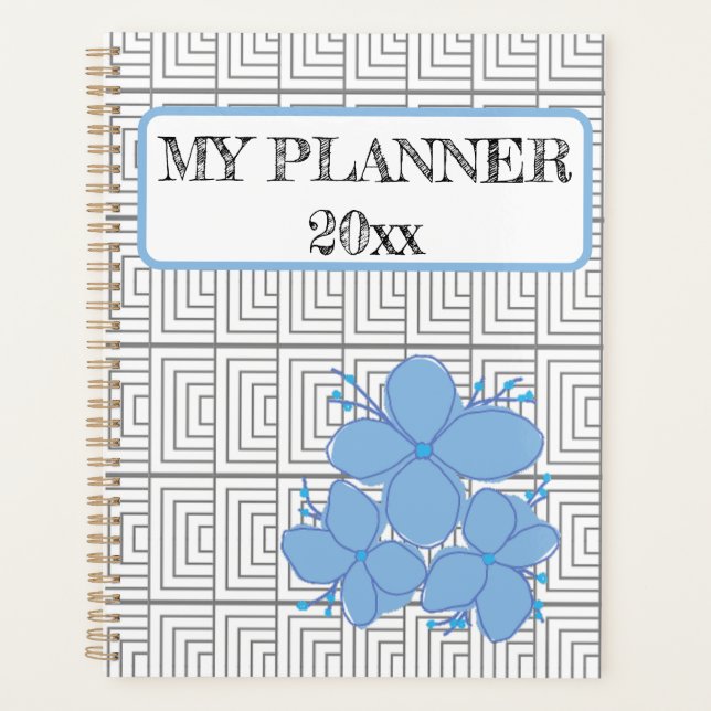 Geometric Illusion Blue Blume Planner Planer (Vorderseite)