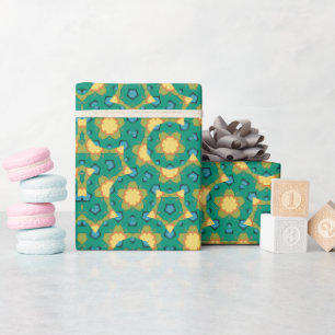 Geometric Kaleidoscopic Mandala Emerald Green Geschenkpapier