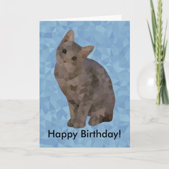 Geometric Kitten Happy Birthday Card Karte (Vorderseite)