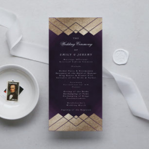 Geometric Lila Gatsby Wedding Programm