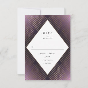 Geometric Lila Gatsby Wedding RSVP Karte